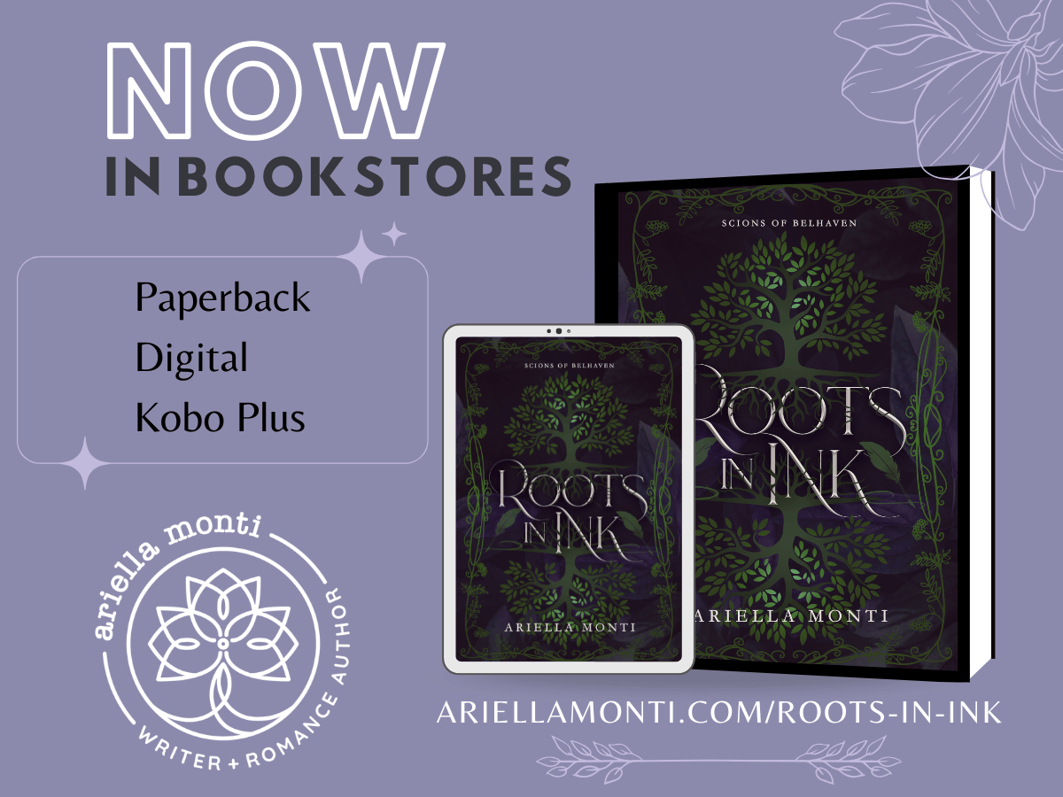 Graphic designed book covers against a purple background. Headline reads Now in bookstores. Additional text reads paperback, digital, kobo plus.